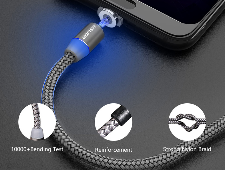 USLION – câble magnétique USB de Type C à charge rapide, chargeur